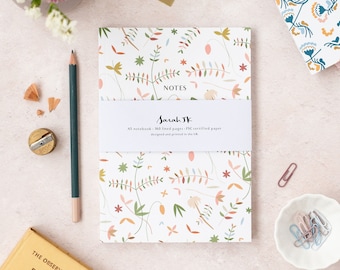 Delicate floral patterned notebook | blank or lined page aesthetic notebook | A5 softcover thick journal