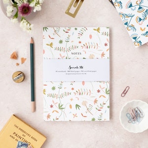 Delicate floral patterned notebook | blank or lined page aesthetic notebook | A5 softcover thick journal