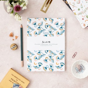 Teal and pink floral A5 notebook | blank or lined page notebook | luxury thick A5 journal