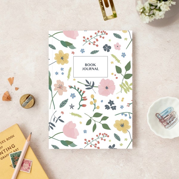 Book journal | Summer blooms | Reading log | Book lover gift | A5 reading journal notebook