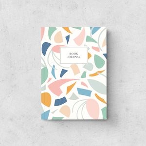 Book journal | abstract pastel shapes | Reading log | Book lover gift | A5 reading journal notebook