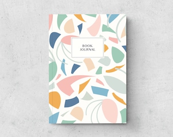 Book journal | abstract pastel shapes | Reading log | Book lover gift | A5 reading journal notebook