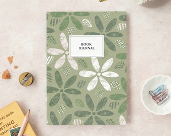 Buch Journal | Salbeigrün | Lesezeichen | Buchliebhaber Geschenk | Lesetagebuch Notizbuch