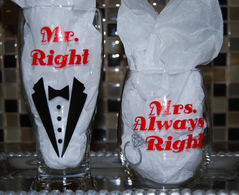 Engagement gifts Groom Beer mug Bride Wine glass Mrs. Etsy