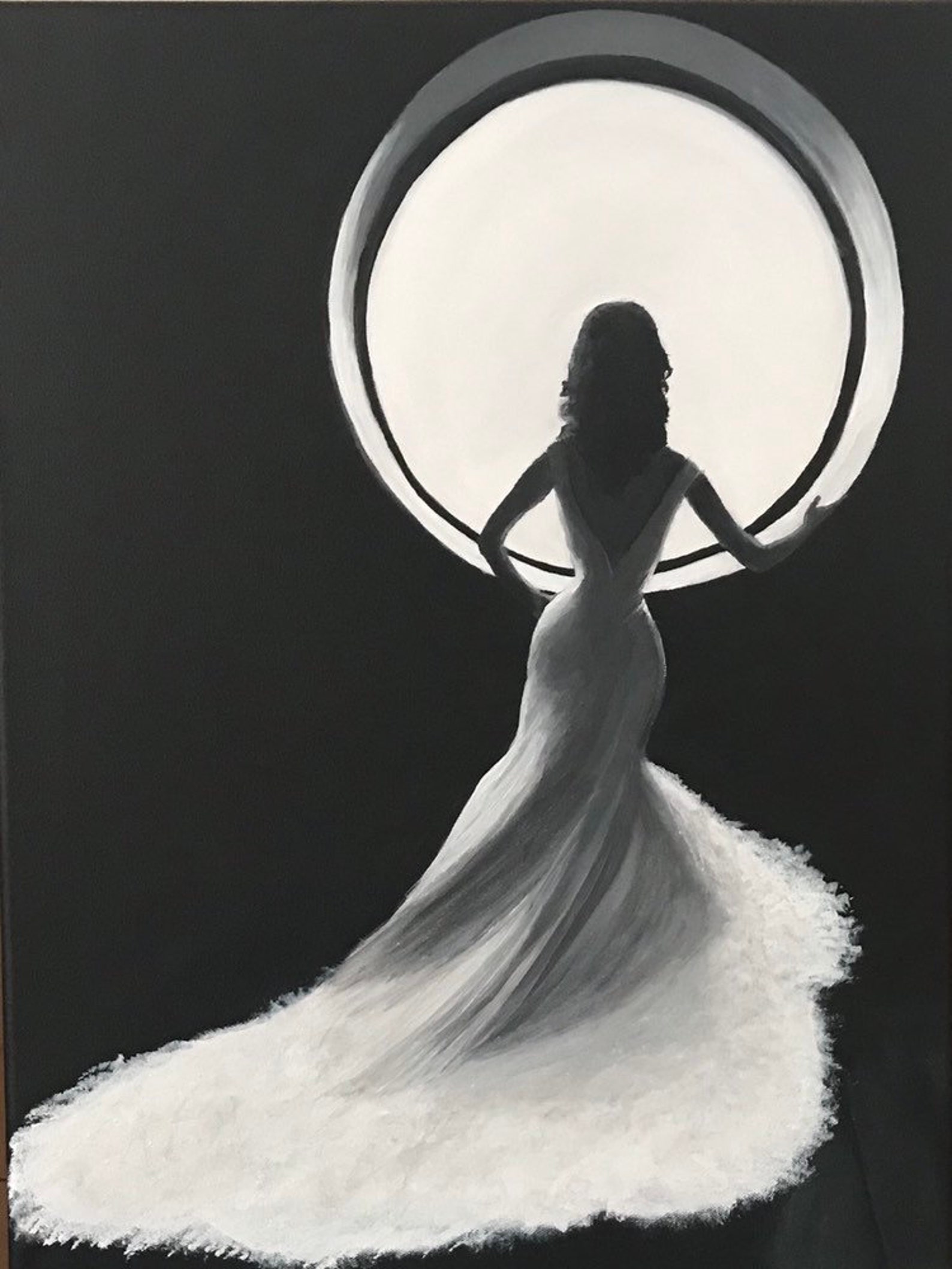 Black and White Acrylic Painting Etsy