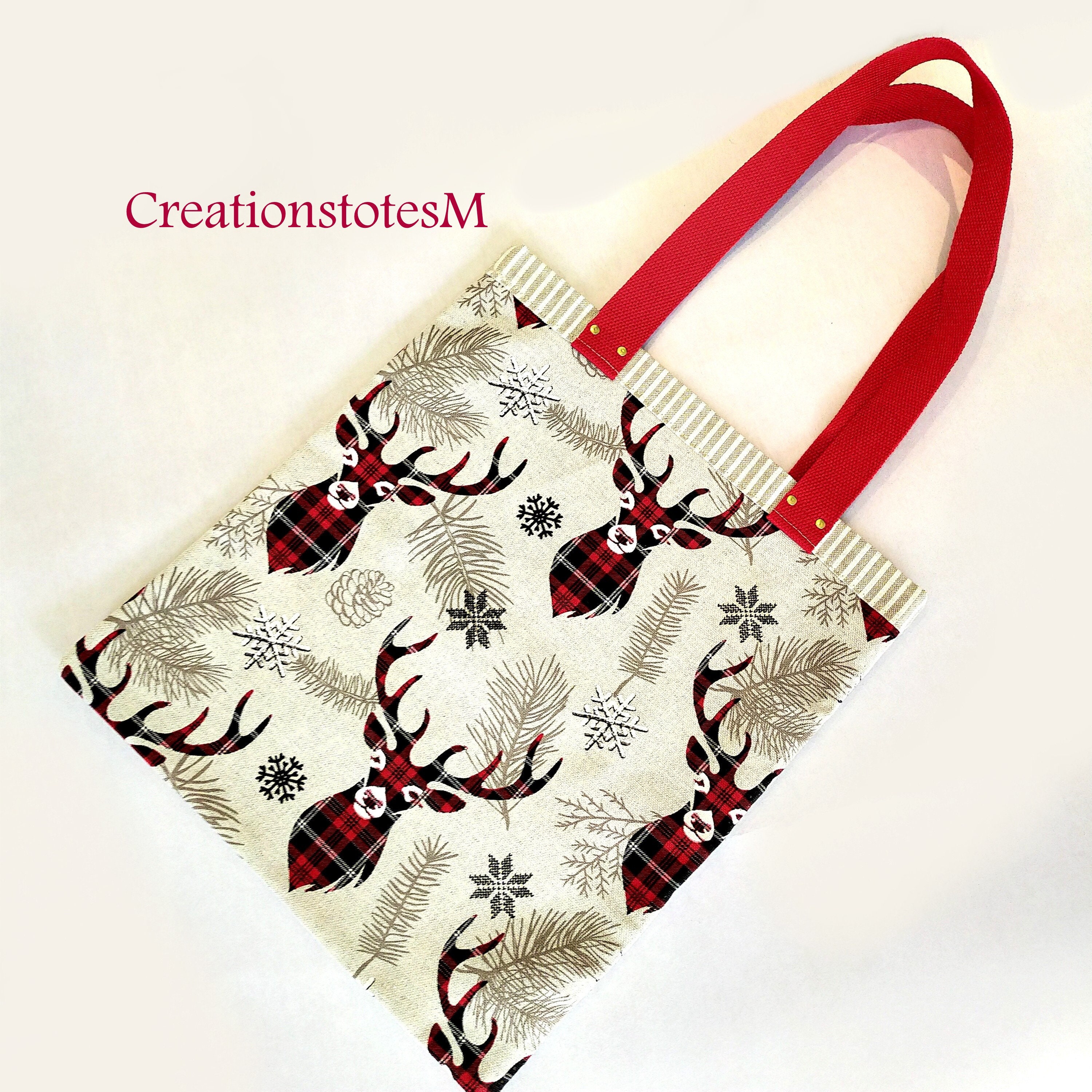 Christmas tote bag/Canvas tote bag/Shoulder bag/Handbag/fabric Etsy