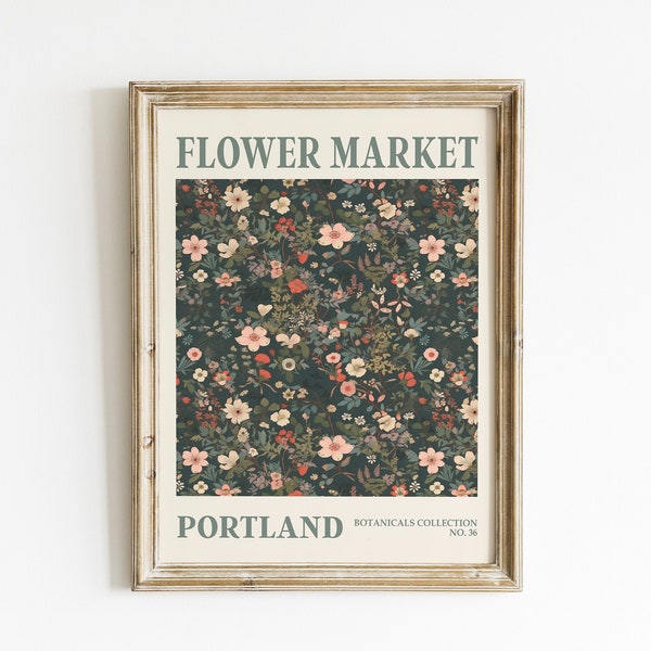 Portland Flower Market Digital Print | Floral Printable Wall Art | Flower Prints | Floral Signs | Portland Sign | Boho Wall Art