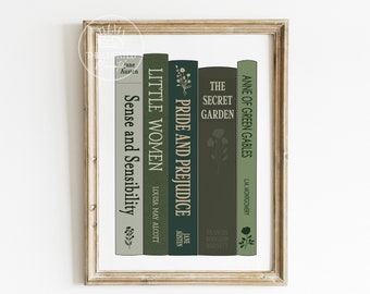 Klassiker Buchtitel Digitaldruck, Buch Cover Art, Bücherwurm Geschenk, Kleine Frauen, Stolz und Vorurteil, The Secret Garden, Anne auf Green Gables