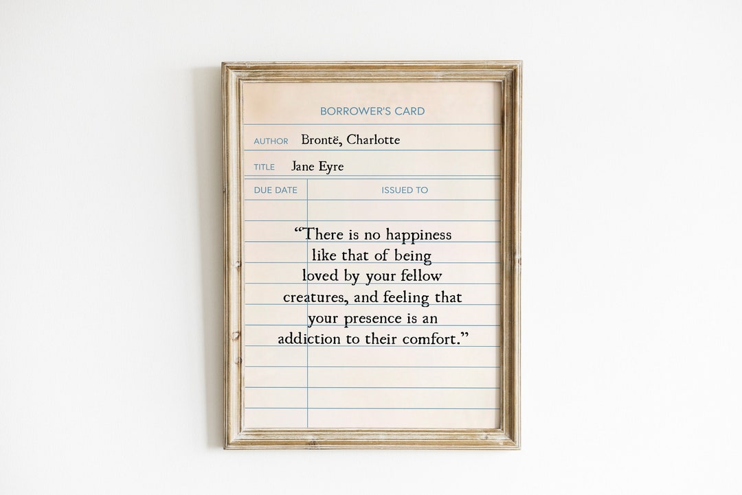 Jane Eyre Quote Library Card Printable Wall Art Digital Prints Old ...