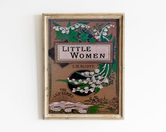 Kleine Frauen Buchcover druckbare Wandkunst, Vintage Buchcover, Buch-Liebhaber-Geschenk, kleine Frauen Louisa May Alcott Digitaldruck, März Schwestern