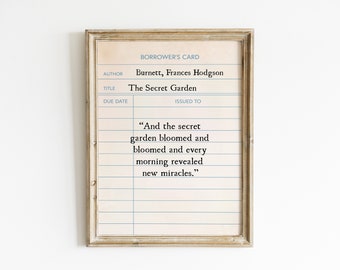 The Secret Garden Quote Printable Wall Art, Vintage Book Quote Print, Book Lover Gift, The Secret Garden Digital Print, Secret Garden Sign