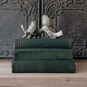 Antique Green Books, Old Green Decorative Books, Vintage Bookshelf Decor, Gifts for Book Lovers, Book Stack Bundle