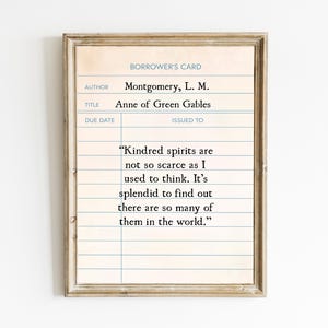 Anne auf Green Gables Zitat Bibliothek Karte druckbare Wandkunst, Digitaldrucke, L.M. Montgomery Zeichen, Kindred Spirits Poster