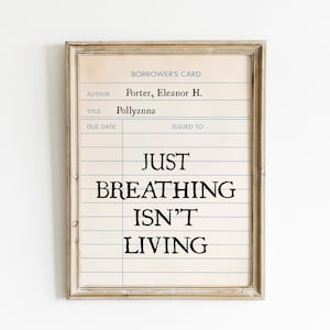 Pollyanna citeer afdrukbare muurkunst, citeer digitale prints, Old School Library Return Card, Pollyanna Sign, Boek Quote Sign