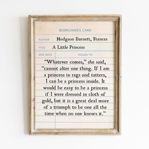 A Little Princess Quote Print, Vintage Book Quote Printable Wall Art, Book Lover Gift, Frances Hodgson Burnett