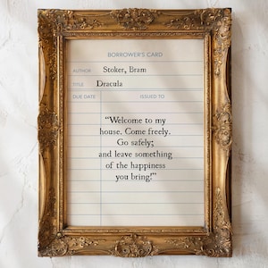 Dracula Quote Library Card Printable Wall Art, Digital Prints, Bram Stoker Sign, Librarian Gift, Bookish, Book Lover present