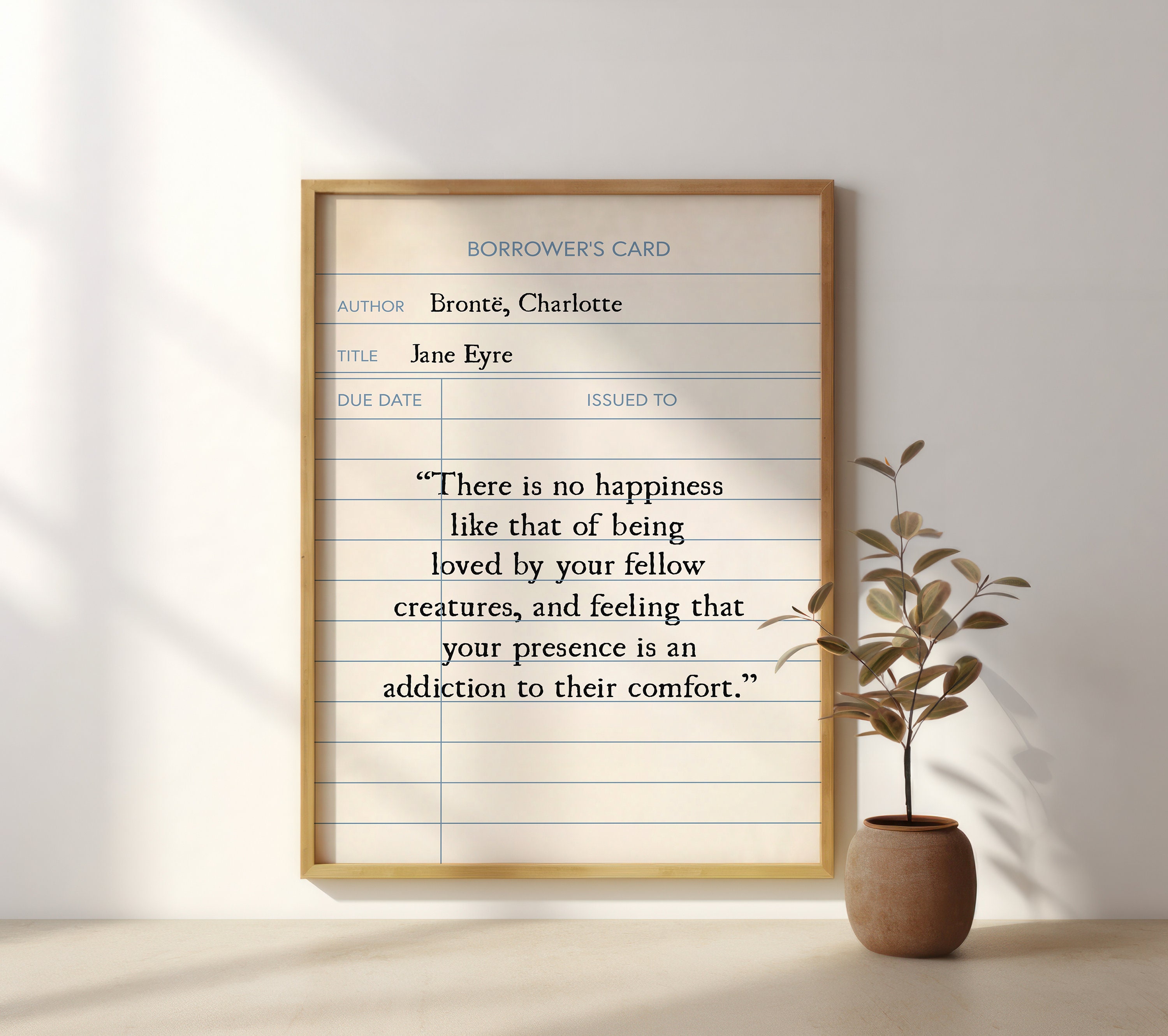 Jane Eyre Quote Library Card Printable Wall Art Digital Prints Old ...