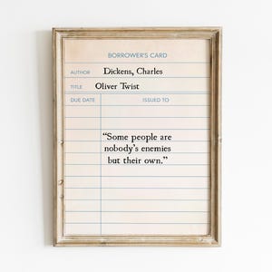 Citazione di Oliver Twist, tessera della biblioteca, stampabile, arte murale, stampe di Charles Dickens, regalo per bibliotecari, motivazionale