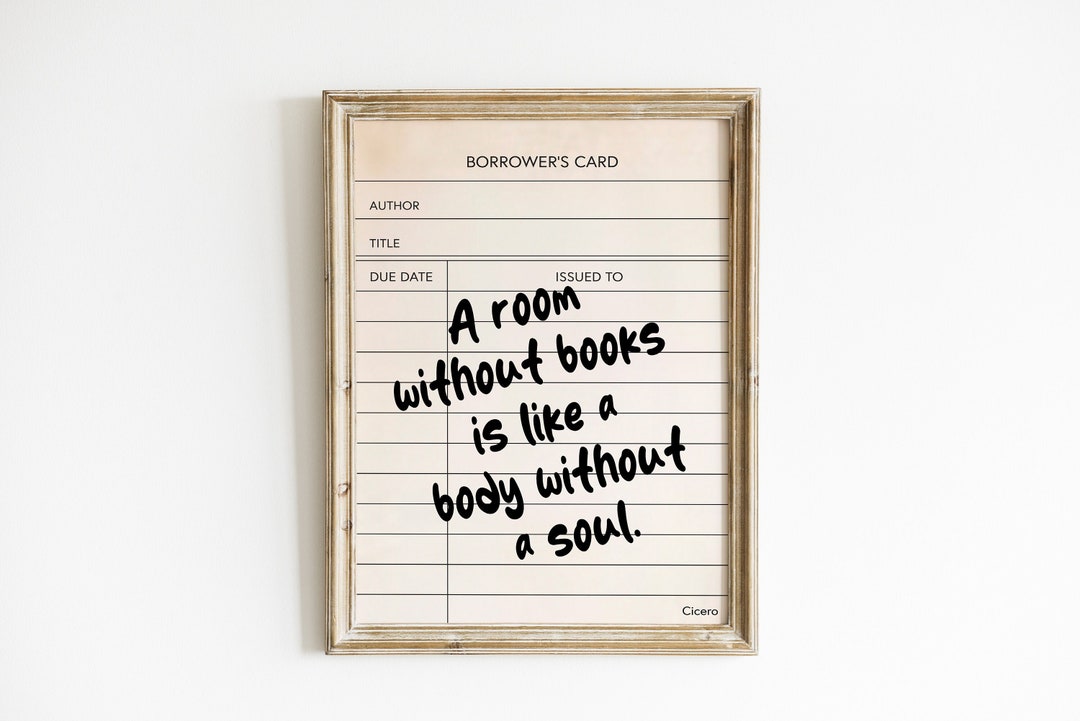 A Room Without Books Library Card Print, Printable Wall Art Bookish ...