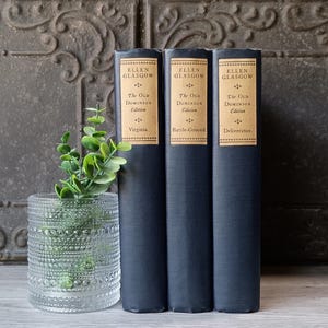 Vintage Dark Blue Book Bundle, Bookshelf Decor, Decorative Library Books, Nautical, Coastal, Grandmillennial Style, Ellen Glasgow,