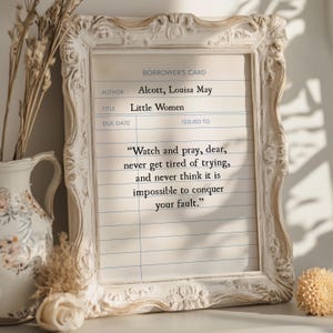 Citazione del libro Piccole donne stampabile da parete, stampe digitali di tessere della biblioteca, cartello di Louisa May Alcott, libresco, regalo per gli amanti dei libri, biblioteca,