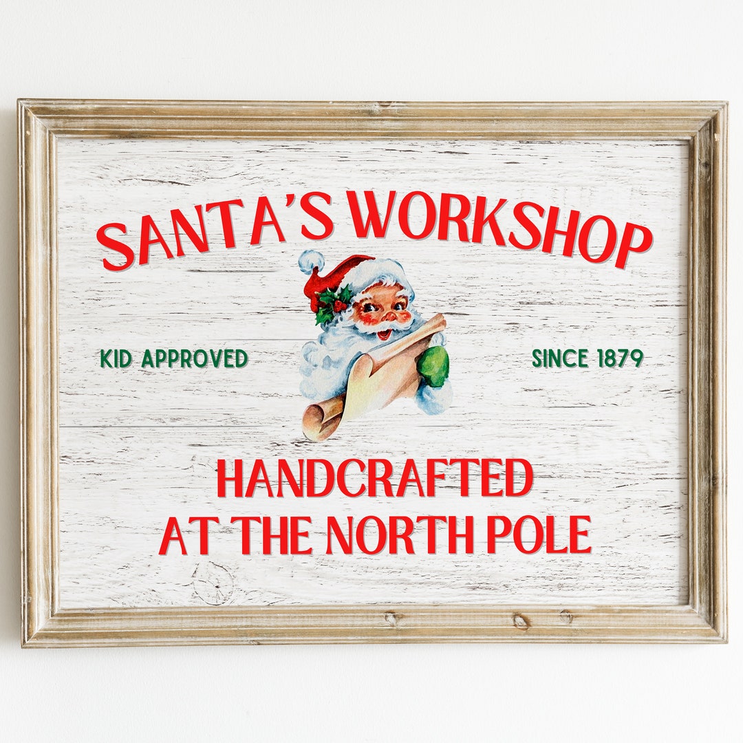 Santa's Workshop Sign Santa's Workshop Santa's - Etsy
