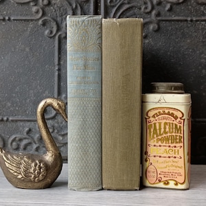 Vintage Silver and Gold Books, Set of 2 Old Books, Gray Bookshelf Decor, Gray Home decor, Christmas Inspired Books, Books For Staging