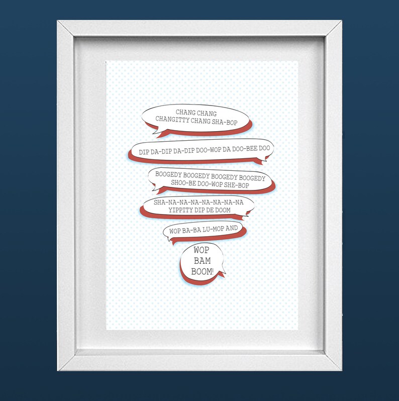 Grease Lyrics PRINT A4 We Go Together Like...Wop Bam Boom Etsy