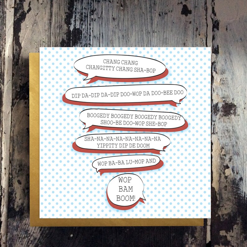 Grease Lyrics Birthday Card We Go Together Like...Wop Bam Boom Etsy