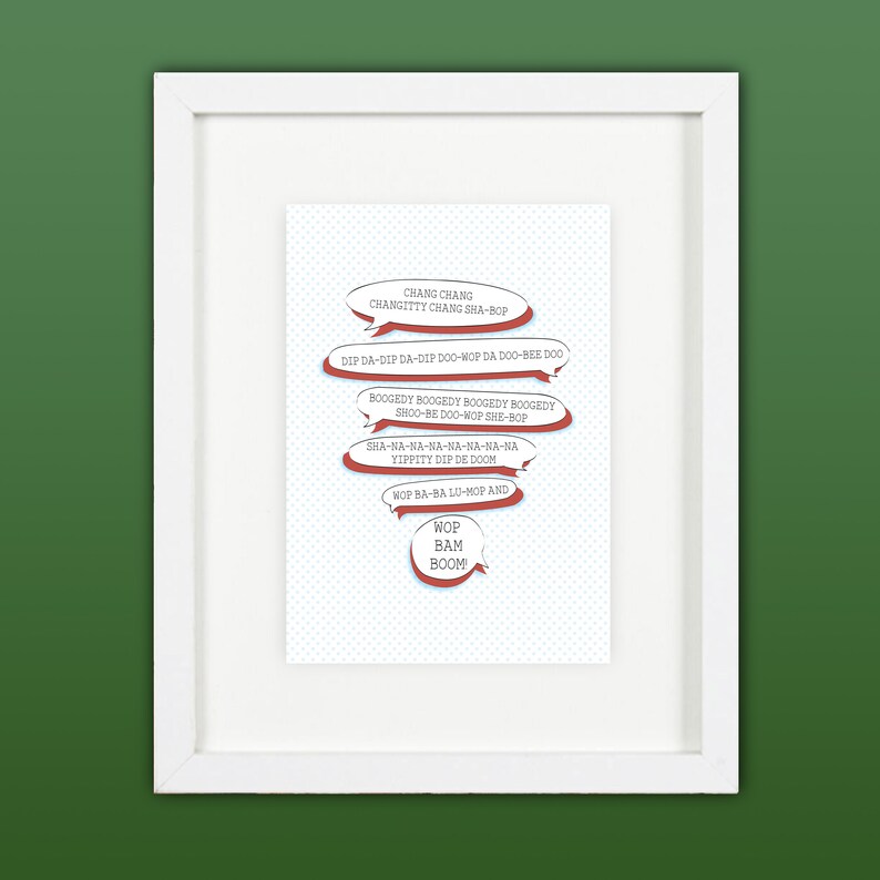 Grease Lyrics PRINT A4 We Go Together Like...Wop Bam Boom Etsy