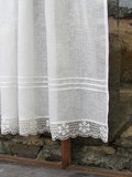 White Linen Curtain Romantic Cafe Curtains with Lace Edge Trim Window Panel French Country.Custom Curtain product logo