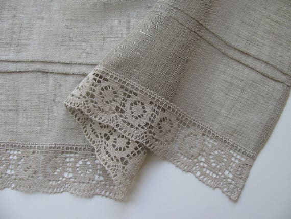 Sheer Linen Curtain Romantic Cafe Curtain With Lace Edge Trim Etsy
