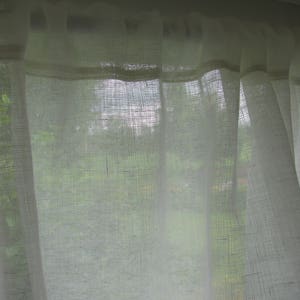Weißer Leinenvorhang, romantische Café-Vorhänge mit Spitzenrandbesatz, Fensterpaneel, französischer Landhausküchen-Vorhang. Individueller Vorhang Bild 6
