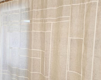 Pojagi Style Curtain.White Linen Curtain. Window Panel NR 0/1
