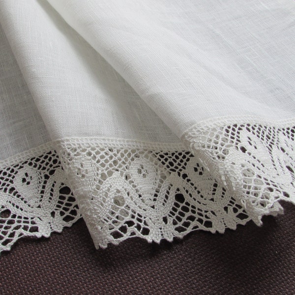 Linen Cafe Curtain Romantic Cafe Curtain with Lace Edge Trim Window Panel French Country kitchen Curtain.Custom Curtain