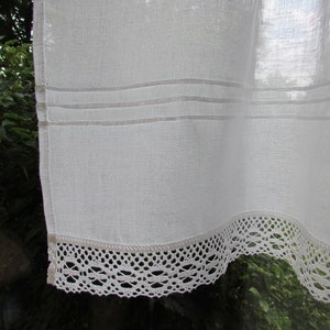 Linen Curtain Romantic Cafe Curtains with Lace Edge Trim Window Panel French Country kitchen Curtain.Custom Curtain