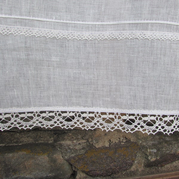 Romantic Cafe Curtains with Lace Edge Trim Window Panel French Country kitchen Curtain Custom Curtain White Curtain