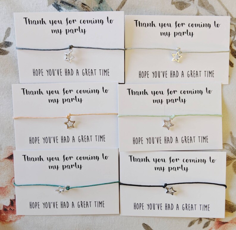 Thank you for coming to my party bracelets Party Bag Fillers Star Thank You Goody Bag Bracelets