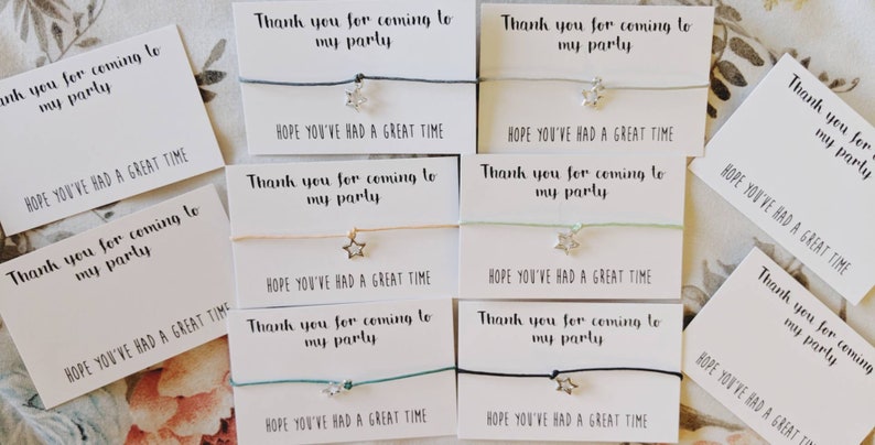 Thank you for coming to my party bracelets Party Bag Fillers Star Thank You Goody Bag Bracelets