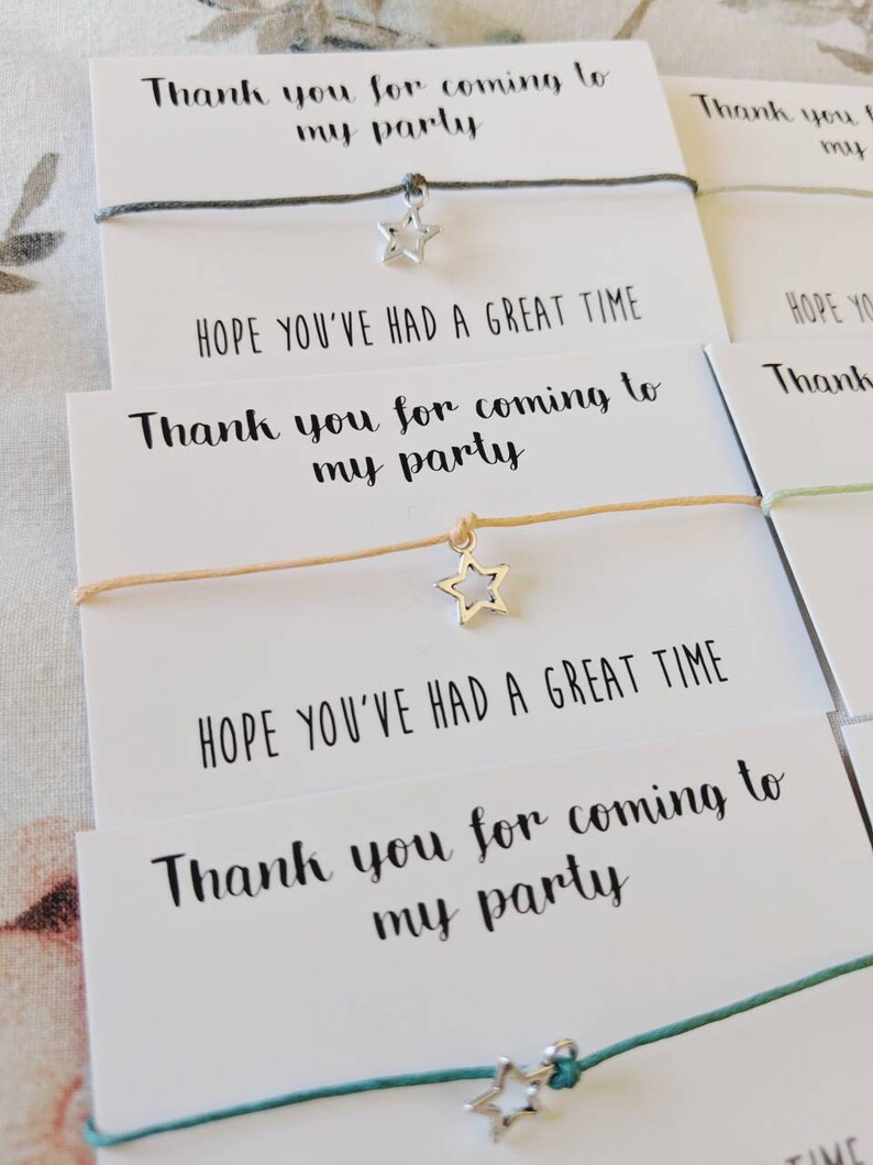Thank you for coming to my party bracelets Party Bag Fillers Star Thank You Goody Bag Bracelets