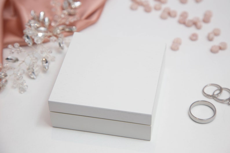 Engagement Ring Box White Wedding Ring Box Wedding Ring Holder Ring Bearer Box Wedding Ring Pillow,Rose Gold Color Engraved Ring Box