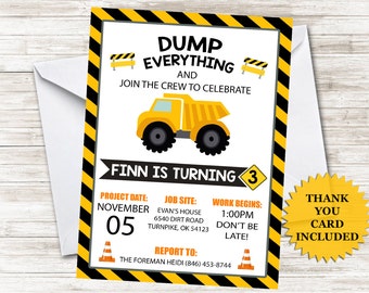 dump truck invite etsy