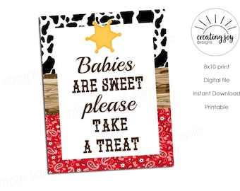 Los bebés vaqueros son dulces Por favor trate Digital Imprimible Descarga instantánea Ducha Sprinkle Sign 8x10