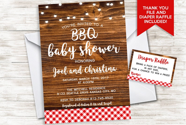 Baby BBQ Invitation Shower Invite Barbecue Backyard Sprinkle Etsy