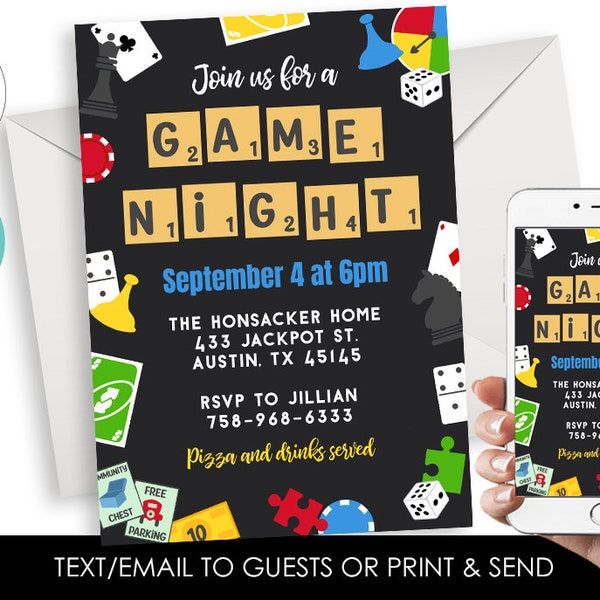 Birthday Party Game Night Invitation Etsy UK