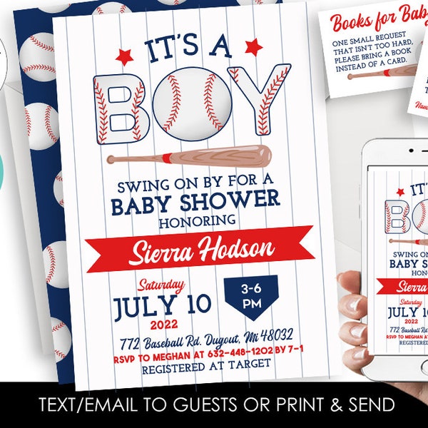 Editable Baseball Baby Shower Invite Invitation Digital 5x7 Bundle Set Sprinkle Sports Allstar Rookie Corjl