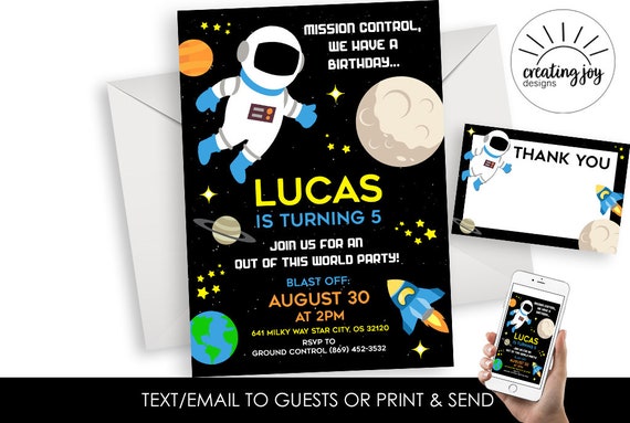 Invitation Anniversaire De Lespace Inviter Astronaute De Etsy