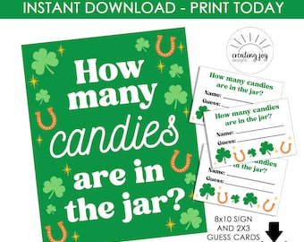 St Patricks Day Guessing Game How Many Candies Printable Digital Instant Download 8x10 Sign Games Kids Party St Pattys Day Lucky