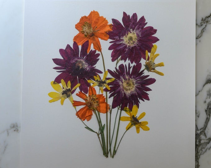 The November Bouquet | Print artwork of pressed flowers | 100% cotton rag paper | Birth month flowers, Botanical artwork, Nursery Art