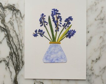 Little Flower Joys - Muscari | Print reproduction artwork of pressed flowers | 100% cotton rag paper | Botanical art